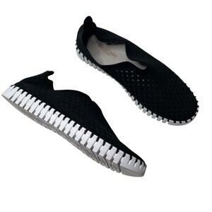 Ilse Jacobsen Tulip Black Fabric Perforated Slip-On Shoes Size 40